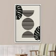 thumbnail image 3 of PixonSign Framed Canvas Print Wall Art Duotone Tropical Mid-Century Fan Leaf Collage Abstract Shapes Illustrations Modern Art Boho Decorative Chic for Living Room, Bedroom, Office - 16"x24" WHITE, 3 of 5