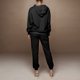 thumbnail image 3 of Gibobby Sudaderas de Forro Polar y Pantalones Mono con capucha de otoño e invierno de color sólido para mujer con bolsillos, mangas largas y cintura elástica(Negro,XL), 3 of 5