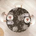 thumbnail image 4 of Ambesonne Rose Fitted Round Tablecloth, Retro Effect Romantic Floral, 56"- 60" Diameter, Brown and Umber, 4 of 5