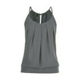 thumbnail image 1 of Débardeur Camisole Femme Été Tendance Col Ample Sans Manches Plissé Décontracté Basique Gris P, 1 of 4