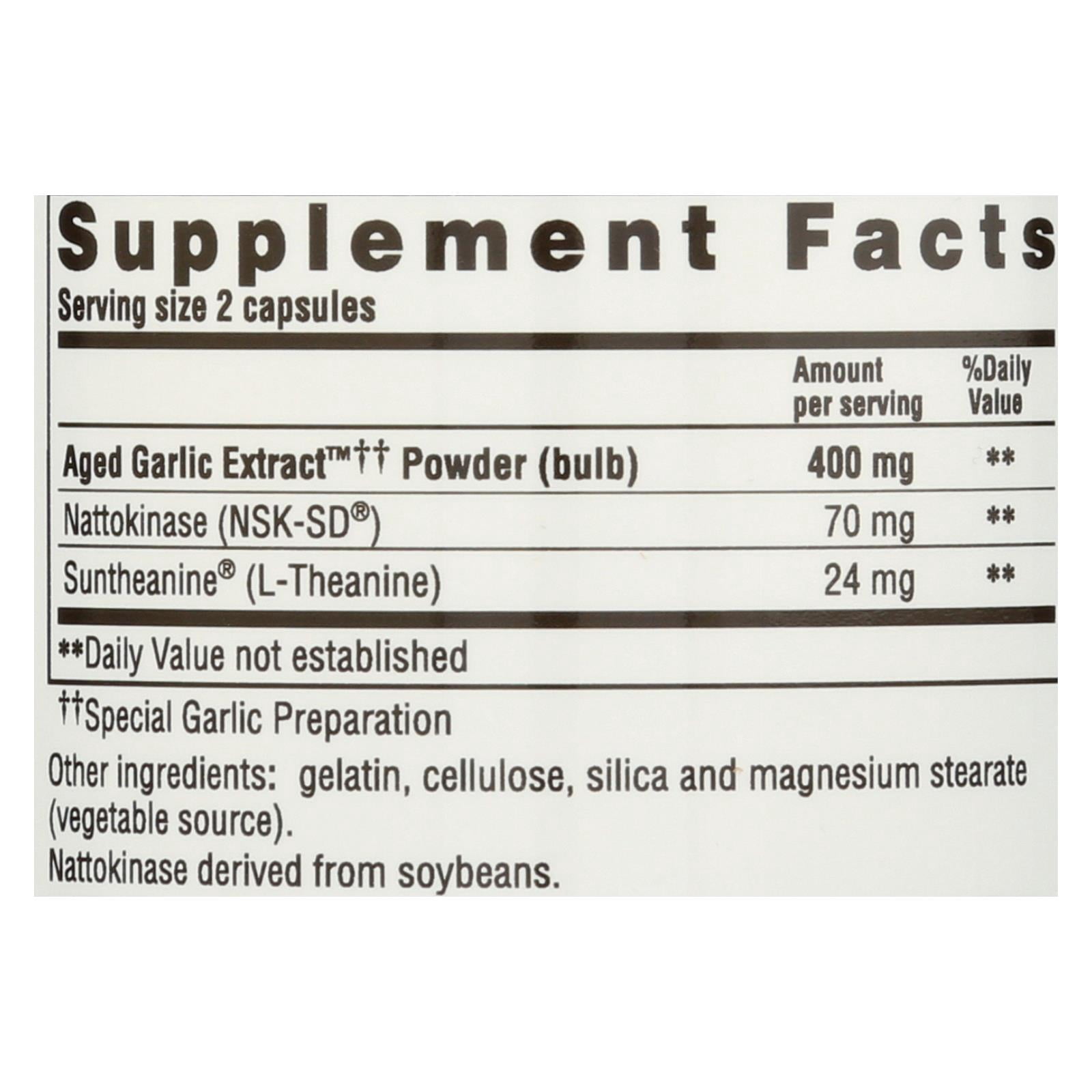 Kyolic Aged Garlic Extract Blood Pressure Health Formula, Gluten-Free, 80 Capsules