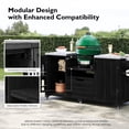 thumbnail image 6 of 66.5" Outdoor Kitchen Island with Large Storage and Wheels, Outdoor Grill Table with Adjustable Shelves, Wood Grill Cart for Tabletop Grill, 21/22 inches Green Egg, Black, 6 of 10