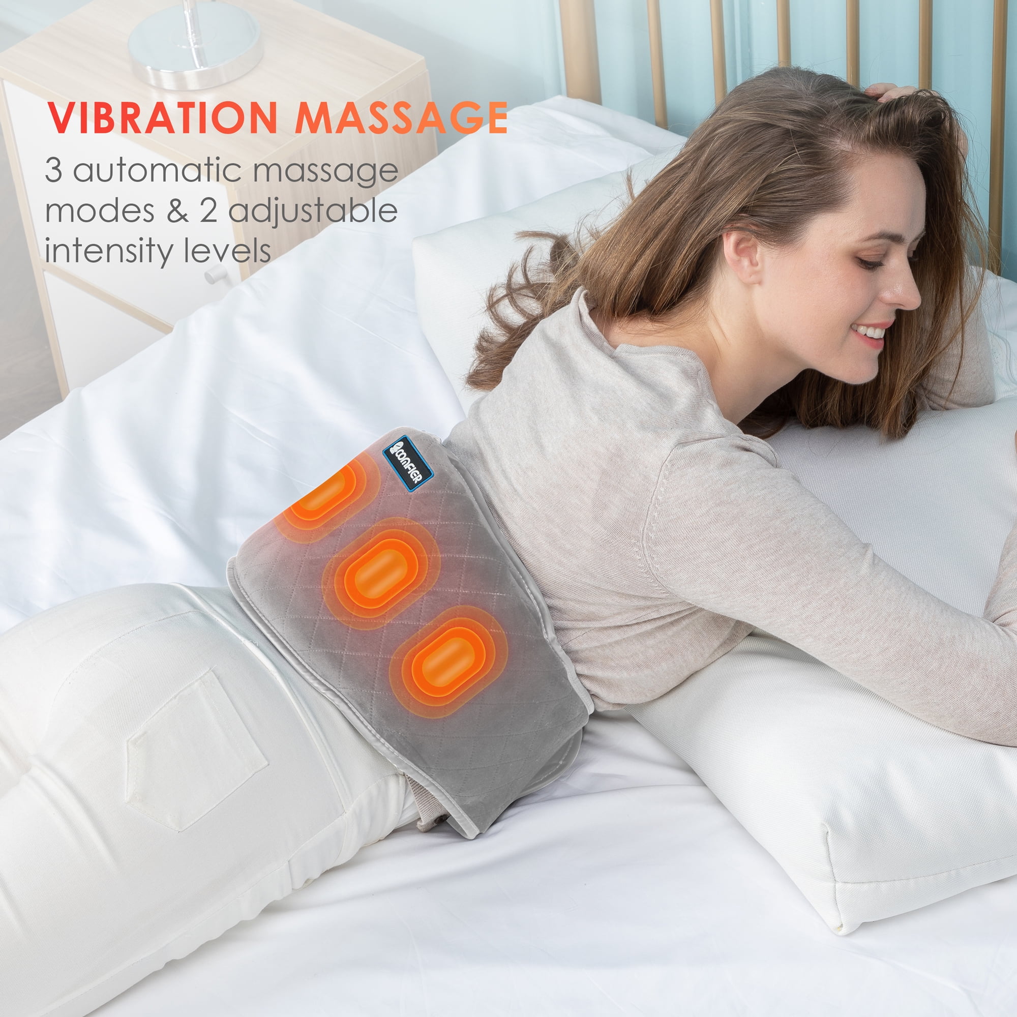 Comfier Heating Pad with Massage for Back Relief, Waist Belt with Heat for Lumbar Pain, Gifts