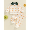 thumbnail image 5 of Aojekbee Baby Boys Pants Set, Pumpkin Print Long Sleeve Sweatshirt with Elastic Waist Sweatpants Halloween Clothes, 5 of 10