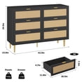 thumbnail image 2 of Goldensoil 15.6"x29.5"x42.5" Rattan 6 Drawer Dresser for Bedroom with Metal Legs and Handles,Black, 2 of 7