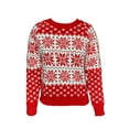 thumbnail image 2 of Qiylii Women Red White Ugly Christmas Sweaters Pullovers Snowflake Patterns O-Neck Knitted Long Sleeve Cardigan Winter Clothing, 2 of 9