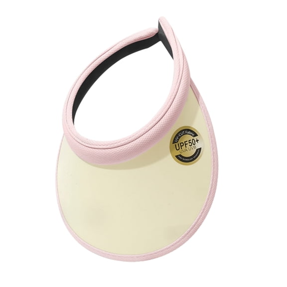 Partheme 6 Inch Brim Summer Hollow Top Sun Hat, UV Protection Anti Ultraviolet Visor for Outdoor Cycling Riding, Breathable Quick Dry Sports Cap for Hiking Travel Gardening, Pink