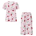 thumbnail image 5 of DISNIMO Cherry Flower Printed Women's Short Sleeve Pajama Sets Soft 2 Piece Lounge Set Breathable Sleepwear for Summer, S, 5 of 7