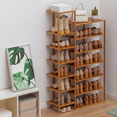 thumbnail image 4 of MoNiBloom Bamboo 14 Tiers Shoes Rack, 28 Pairs Organizer Shelves Stand, Brown, for Entryway, 4 of 11