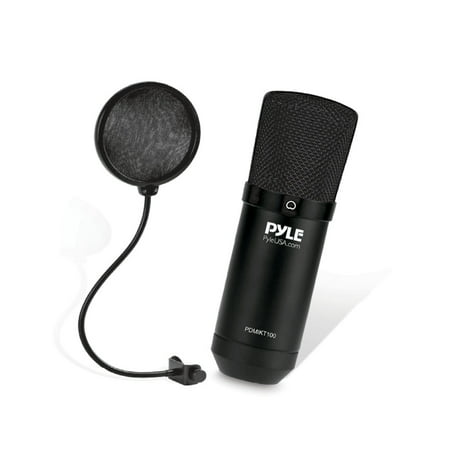 PYLE PDMIKT100 - Computer Desktop Microphone - Streaming & Pro Audio Recording Mic Kit with Shock Mount Stand, Easy USB Plug-and-Play (for Podcast Recording, Streaming,