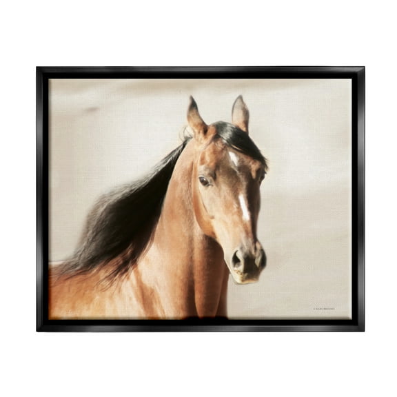 Stupell Industries Brown Stallion Portrait Animals & Insects Photography Black Floater Framed Art Print Wall Art, 21 x 17