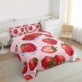 thumbnail image 3 of Manfei Pink Red Strawberry Bedding Comforter Set, Cartoon Fruit Print Twin Comforter Sets, Teen Kid Child Reversible Bedding Set, Ultra Soft Home Decor, 2pcs, 3 of 8