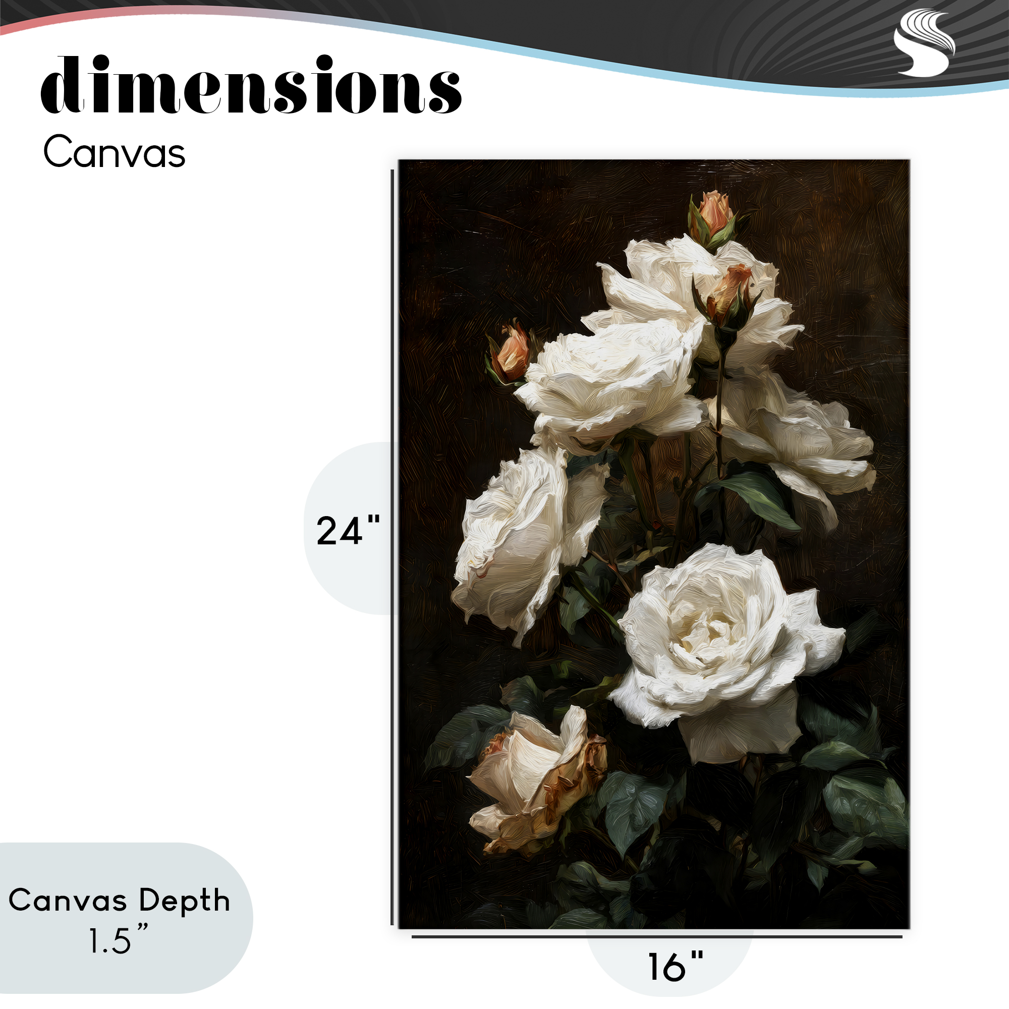 Stupell Industries Tower of White Roses Canvas Wall Art, design by Petal Prints Design