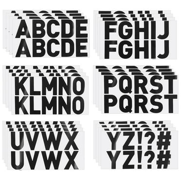 Uxcell Letter Stickers 2.5", Self Adhesive Vinyl Large Alphabet Number Stickers, Flash Black 240 Pcs/ 24 Sheets
