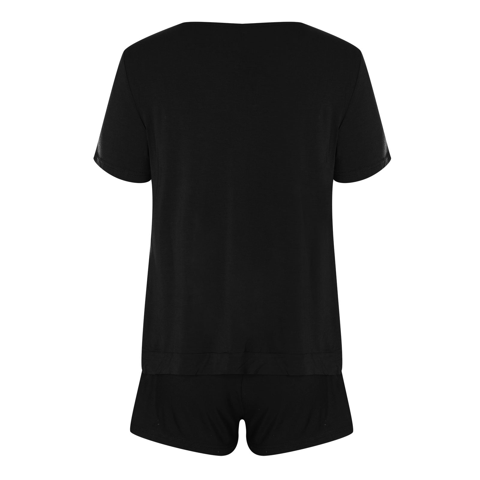 BONIXOOM Christmas Pajamas For Women Thanksgiving Pajamas Sleepwear None Short Sleeve Sleep Pants Solid Black L