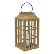 Home Decorative Lantern 8.75"D X 22.5"H Wood, Glass