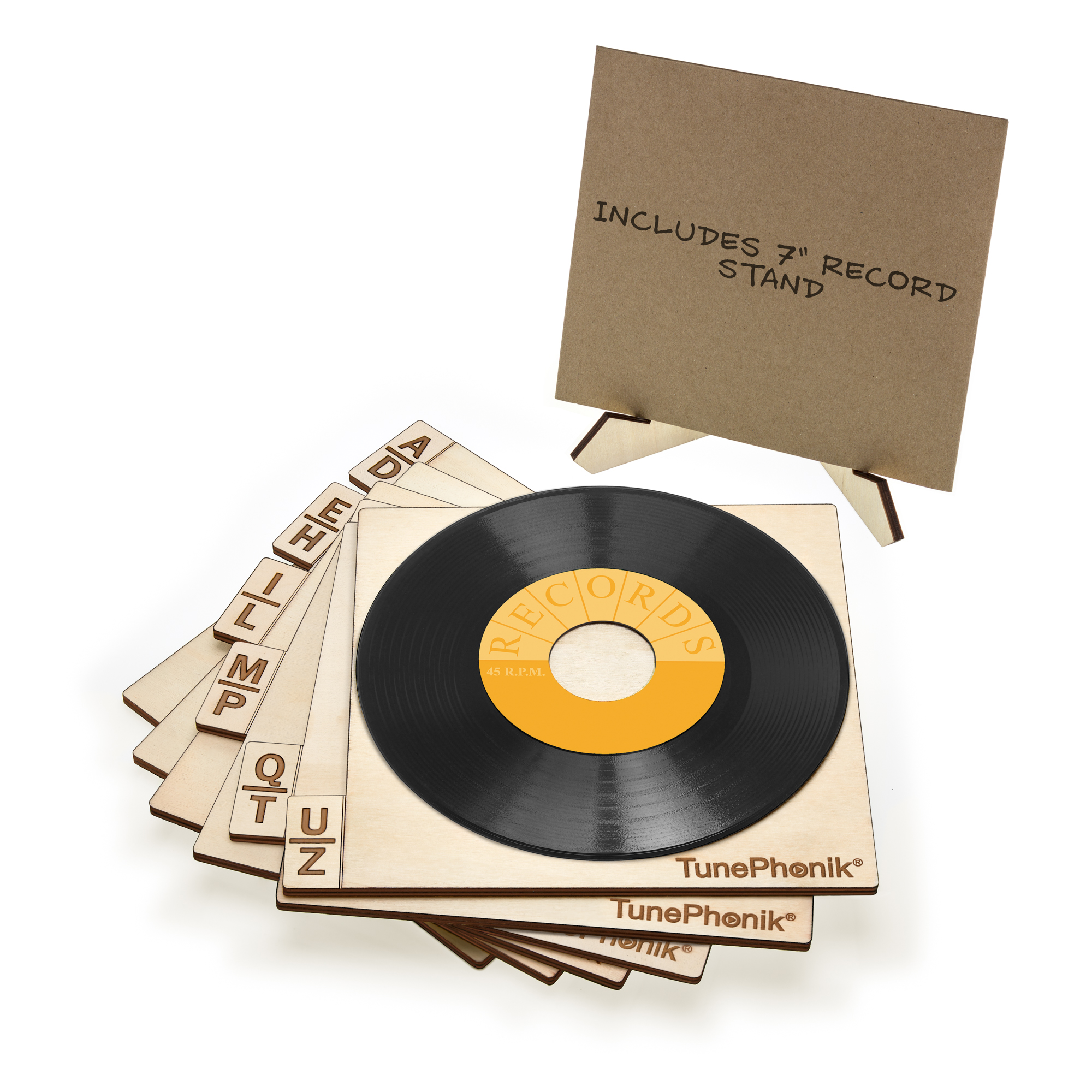 TunePhonik Horizontal Wooden 45 RPM Record Dividers Set of Six