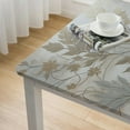 thumbnail image 4 of Shangniulu Square Fitted Elastic Edge Table Cloths, Grey Gold Tropical Leaves Wipeable Polyester Table Cloth, for Outdoor Patio and Indoor Kitchen Dining Party, Multiple sizes available, 4 of 7