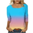 thumbnail image 4 of Dolkfu Casual Tops for Women 3/4 Sleeve Square Neck Gradient Print Dressy Tunic Womens Tee Shirts,XXXXL, 4 of 7