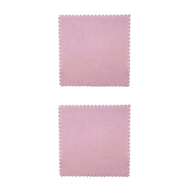 Naiovety 100 piezas de paño de limpieza de joyas cuadradas, collar de doble cara, pendiente, limpieza brillante, suministros de mantenimiento Rosado 2piezas