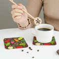 thumbnail image 6 of Kll Square Drink Coasters Set Of 4,Pu Leather Absorbent Coasters Set Decorative Coffee Cup Coasters Housewarming Gift For Home Decor-Cartoon Vegetables, 6 of 9