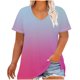 thumbnail image 1 of Camiseta de Base de Impresión de Manga Corta con Cuello en V para las Mujeres, Más Tamaño Estante de Imitación Casual Superior, 1 of 9