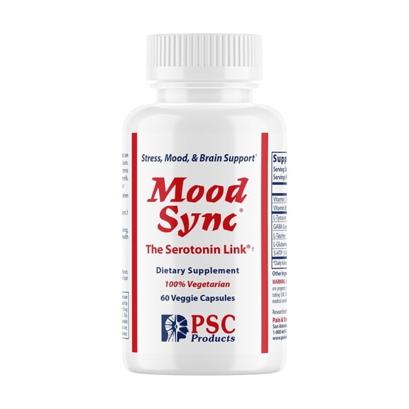 Mood Sync® Daily Wellness Supplement with 5-HTP & L-Theanine, Supports Relaxation & Calm Focus, 60 Capsules