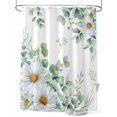 thumbnail image 6 of Shower Curtain White Daisy Bathroom Curtains with Hooks, Waterproof Fabric Green Eucalyptus Leaves Bath Shower Curtains Set for Bathroom Bathtubs Decor 36x72 Inch, 6 of 6