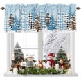 thumbnail image 4 of Kitchen Valances for Window, Blue Christmas Tree Snowflake Light Filtering Rod Pocket Valance Curtain, Leopard Print Xmas Tree Short Curtains Window Topper for Bedroom Bathroom Living Room 54x18in, 4 of 7