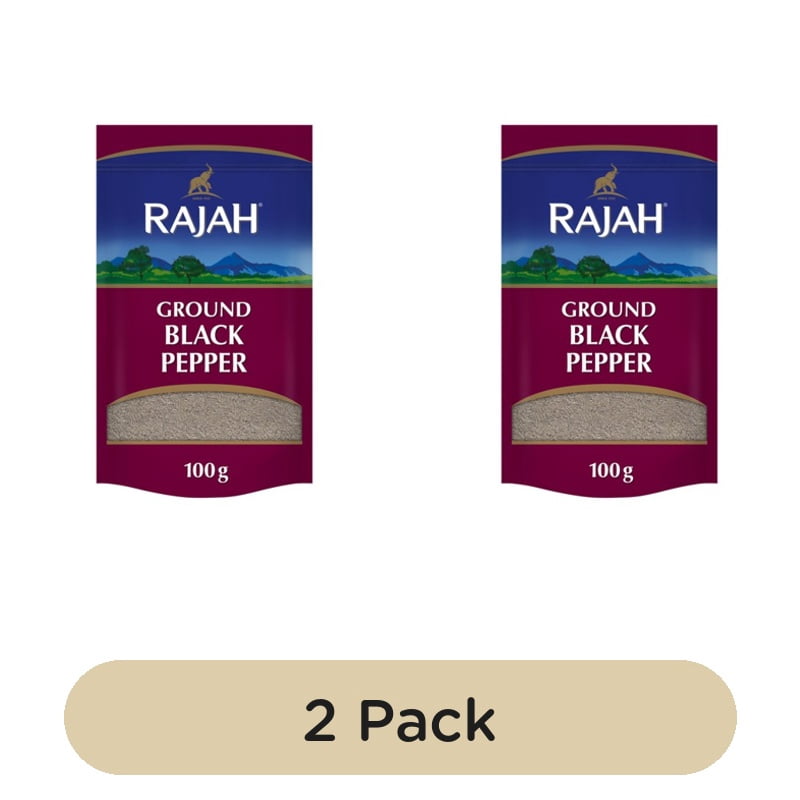 Rajah Spices Ground Black Pepper Powder 100g, British Import (Pack of 2)