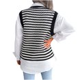 thumbnail image 4 of IROINNID Womens Sweater Sweater Vest V-Neck Pullover Sweater Stripes Casual Short Length Sleeveless Splicing Sweater Vest, 4 of 5
