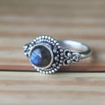 thumbnail image 5 of Blue Fire Labradorite Ring, 925 Silver Ring, Round Cut Ring, Moon Magic Ring, Statement Ring, Gift For Her, Mystical Ring, artisan gemstone., 5 of 5