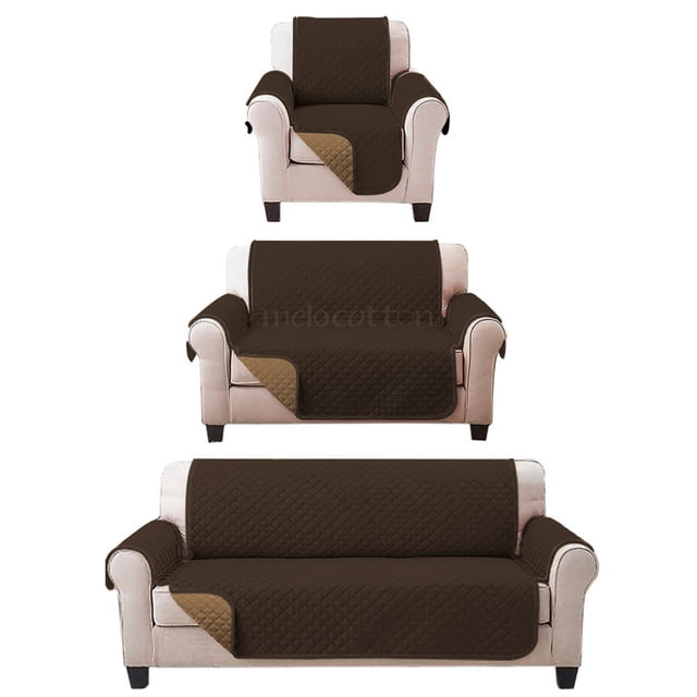 Juego de Protector Cubre Sala Melocotton Hogar Doble Vista Capitonado CHOCO-CAMEL