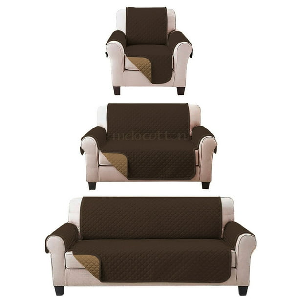 Juego de Protector Cubre Sala Melocotton Hogar Doble Vista Capitonado CHOCO-CAMEL