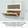 thumbnail image 5 of Bread Box for Kitchen Countertop: 2-Tier Bamboo Large Bread Storage Container,White, 5 of 12