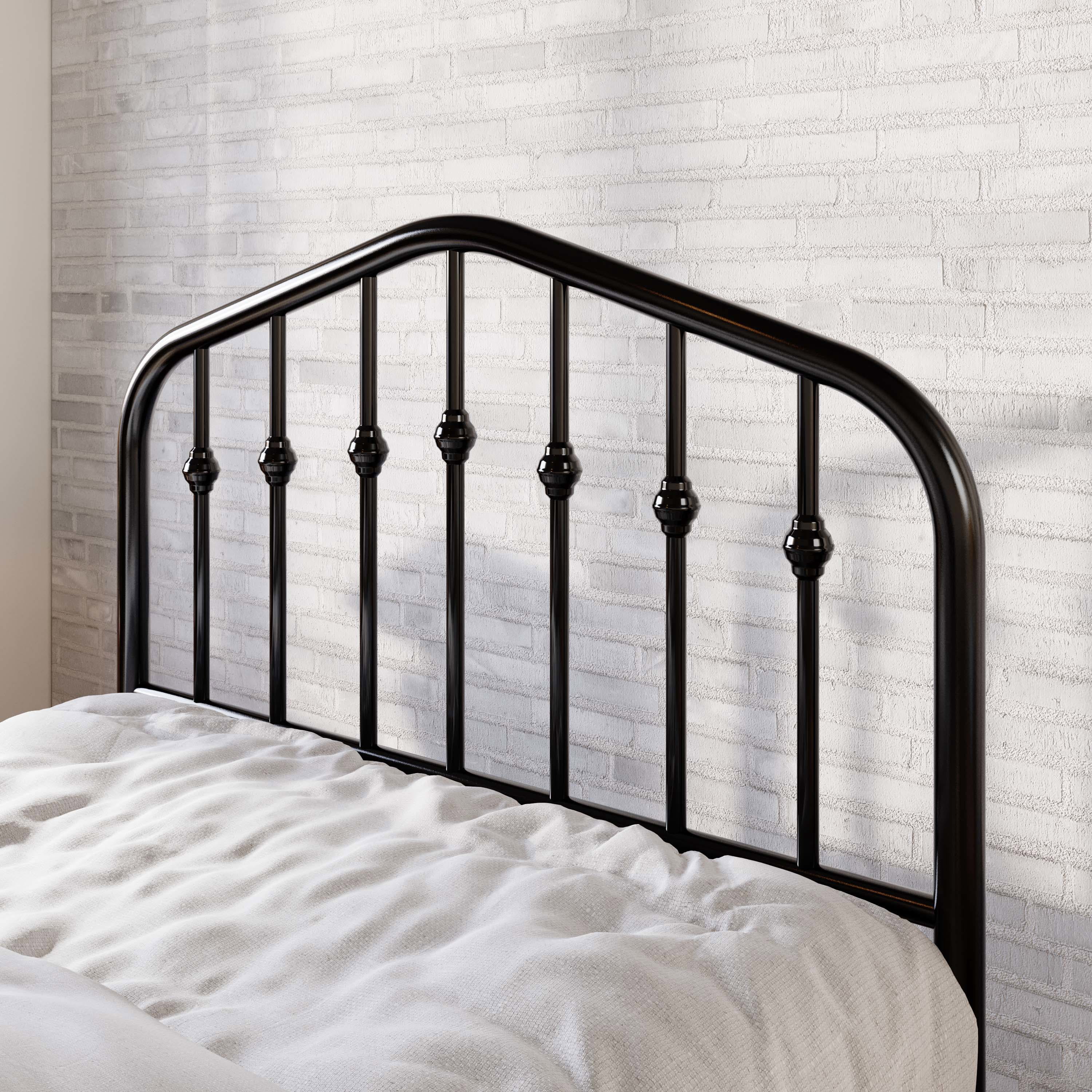 Amolife Twin Size Bed Frame, Heavy Duty Metal Platform Bed with Victorian Vintage Headboard & Footboard, Black