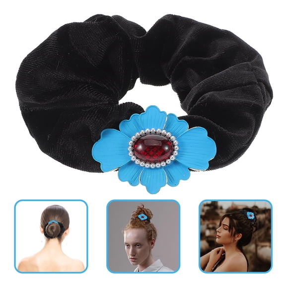 LOLIPPYY Multi Color Velvet Flower Hair Scrunchies Set for Decorative Use Durable Flannel Alloy Large Scrunchies
