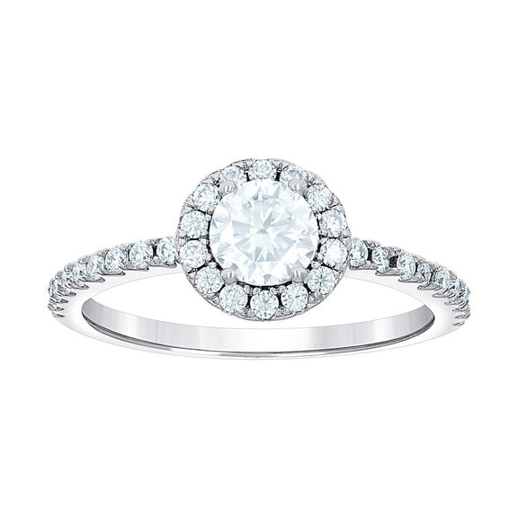 925 Sterling Silver Womens 0.88ct Moissanite Halo Engagement Ring 5.5mm Long Size 6 Engagement Ring for Women