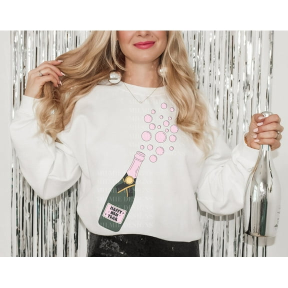 Champagne New Years Sweatshirt, NYE shirt, Happy New Year Shirt, New Years Sweatshirt, Cheers Sweatshirt, 2024 Sweatshirt, Champagne Bottle All Size S-5Xl