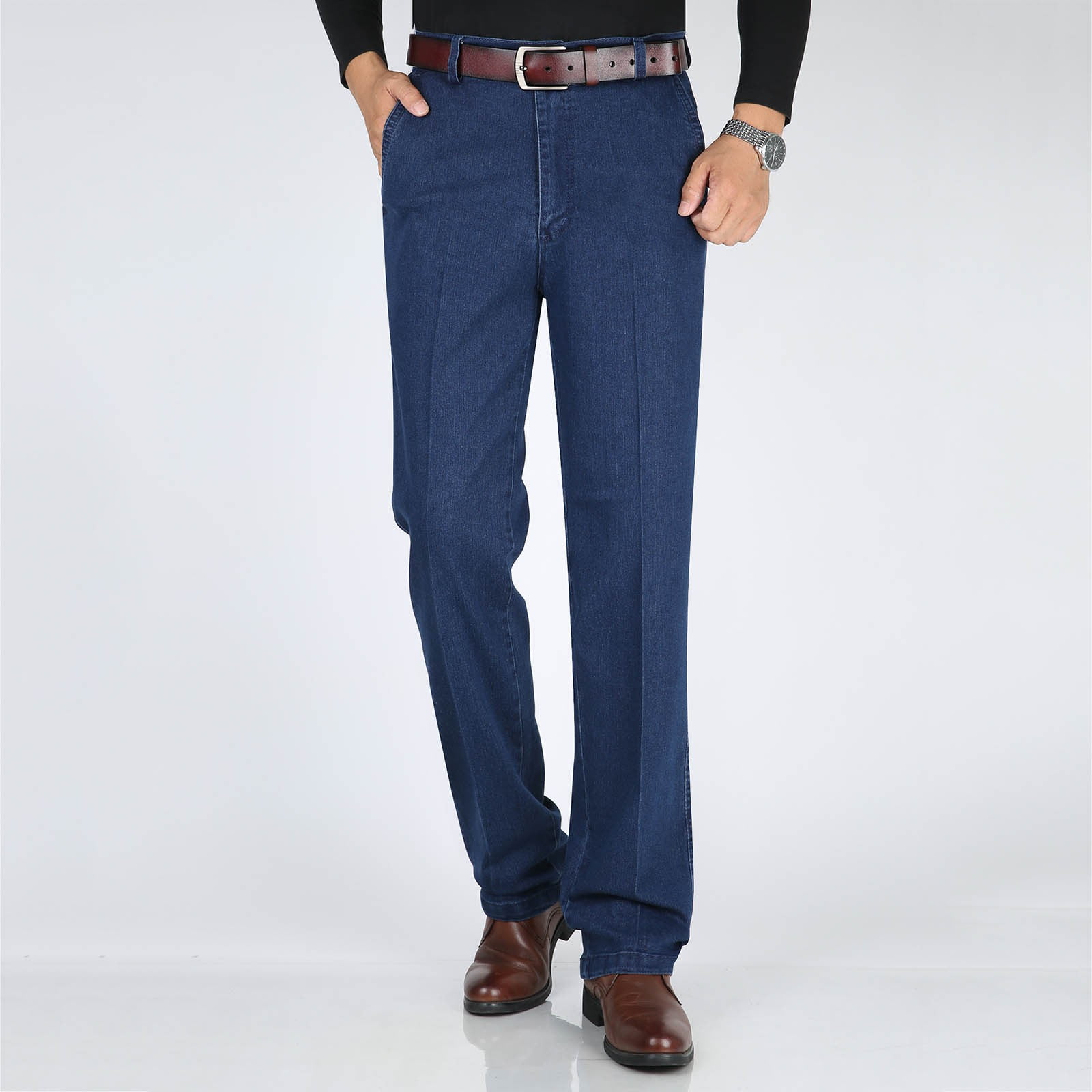 Jeans Homme Taille Haute Coupe Droite Taille Haute Extensible