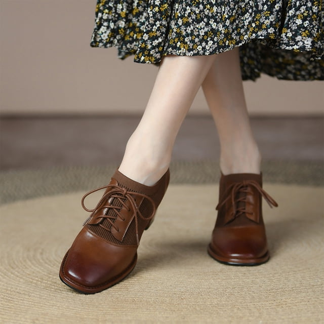 Cameland Chaussures Mary Rétro Françaises pour Femmes, Style Petit Parfum, Bout Rond, Perles, Plates, Décolleté Peu Profond, Cuir Verni Doux, Printemps
