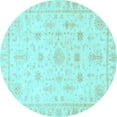 thumbnail image 1 of Ahgly Company Indoor Round Oriental Light Blue Traditional Area Rugs, 7' Round, 1 of 4