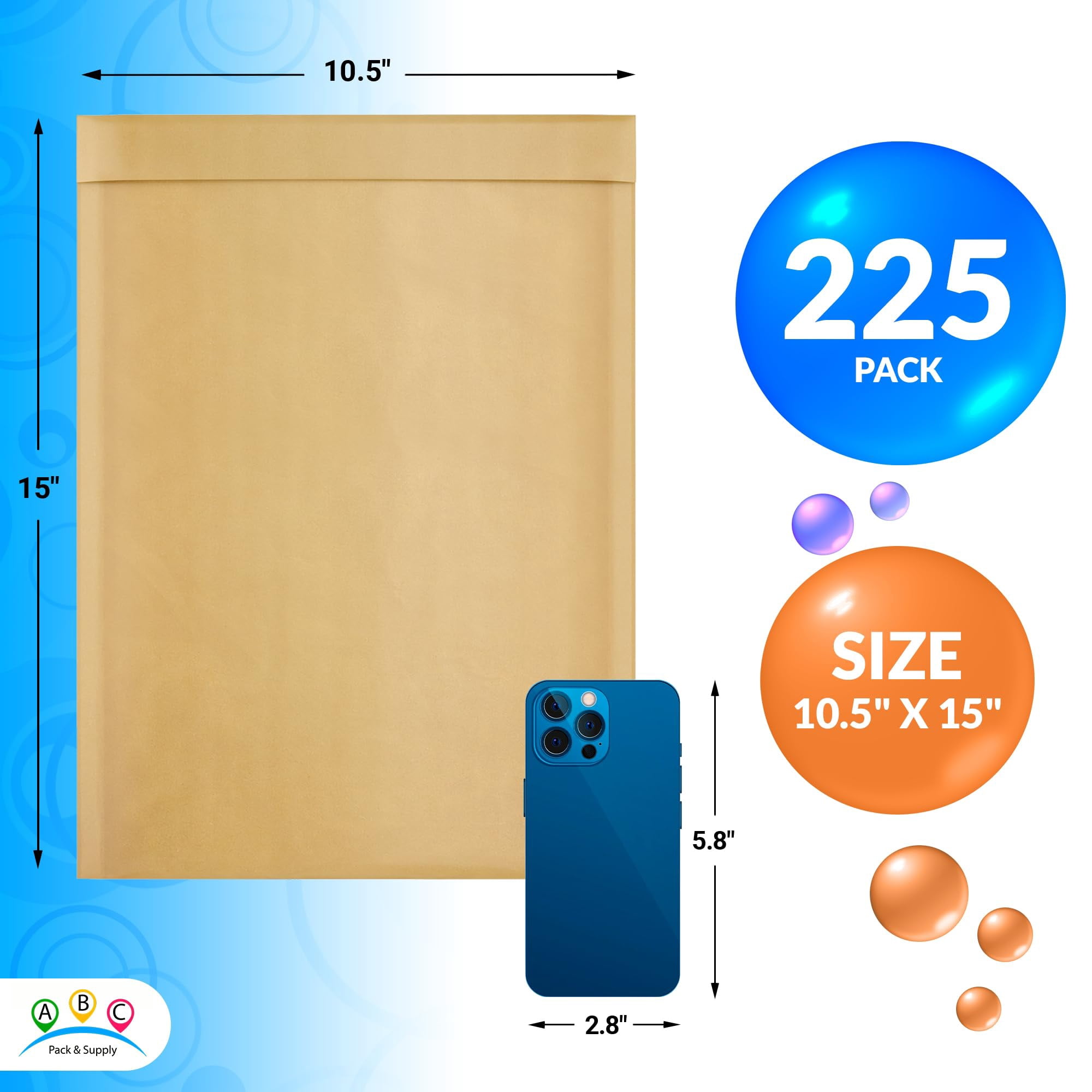 Brown Kraft Bubble Mailer Envelopes, 10.5 x 15 Inches. 220 Pack Mail Padded Envelopes Self Seal. Kraft Bubble Mailers. Tear-Resistant Mailing Envelope Padded. Sturdy Paper Mailer