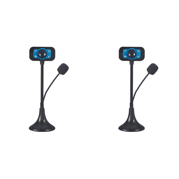 2X Cámara Web USB de Alta Definición Webcam 4 LED Web Cam con MIC Escritorio para Skype Computadora PC Laptop