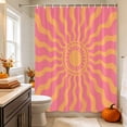 thumbnail image 2 of Boho Sun Shower Curtain, Waterproof Shower Curtains for Bathroom, Vintage Abstract Minimalist Sunshine Lines Pink Washable Fabric Bathtub Curtain Set Bath Decor with 12 Hooks 72"x78", 2 of 8