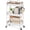White, variant on 3-Tier Rolling Cart with Table Top, Metal Storage Cart on Wheels, Utility Organizer with Wooden Tray, Lockable Casters, Easy Assembly for Bathroom, Living Room, Office, Bedside, Pink