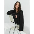thumbnail image 5 of Women'S Blend Chunky Cardigan V-Neck Pocket Knitted Cardigan Black S, 5 of 8