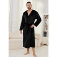 thumbnail image 3 of U2SKIIN Mens Hooded Fleece Robe，Plush Lightweight Soft Spa Bathrobe for Men (Black, L/XL), 3 of 5