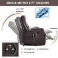 thumbnail image 6 of Domi Bonn Brown PU Single Motor Power Lift Recliner Chair with Massage and Heat for Elderly, Heavy Duty Motion Mechanism and One USB for Charging, Max Reclining Angle 155°, Brown, 6 of 7