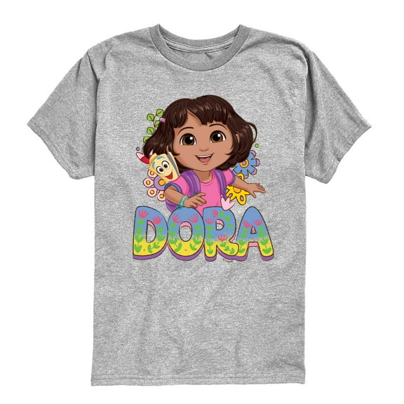 Dora The Explorer - Logo Map And Flowers - Toddler And Youth Short Sleeve Graphic T-Shirt